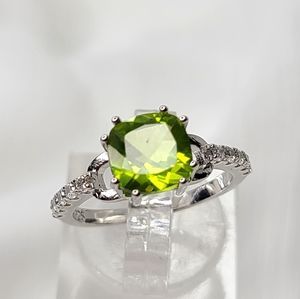 Peridot Cushion Cut Ring